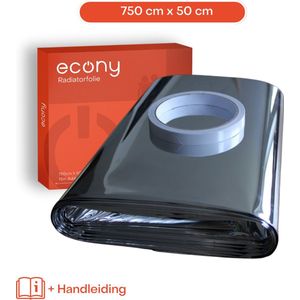 Econy Radiatorfolie – 750cm x 50cm – Dubbelzijdige tape – Radiatorfolie op radiator – Isolatiefolie radiator