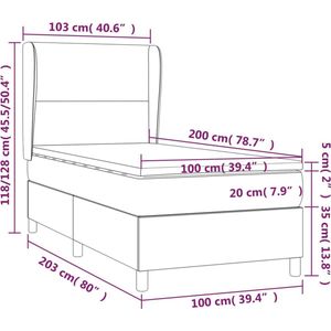 vidaXL Boxspring met matras kunstleer cappuccinokleurig 100x200 cm