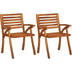vidaXL Tuinstoelen - 2 stuks - Massief Acaciahout - Wijnrood Eetkamerstoel - Tuinstoel - Acacia Houten Meubels - Terrasstoel - Outdoor Seating
