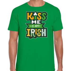 St. Patricks day t-shirt groen voor heren - Kiss me im Irish - Ierse feest kleding / outfit / kostuum M