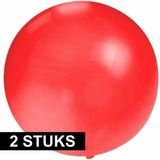 2x Grote ballonnen 60 cm rood - Geschikt om te vullen met lucht of helium - Rode ballonnen