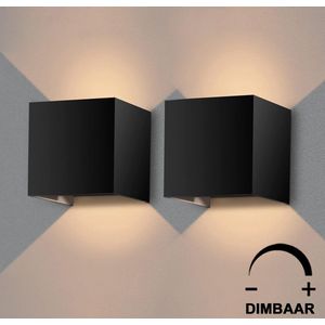 Luminize Wandlamp dimbaar - 2 stuks - geschikt voor binnen en buiten - 2700K - netstroom - 12w