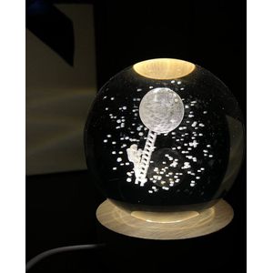 Klarigo® Nachtlamp – 3D LED Lamp – Glazen Bol – Warm Licht – Bureaulamp – Nachtlampje Kinderen – Creative lamp