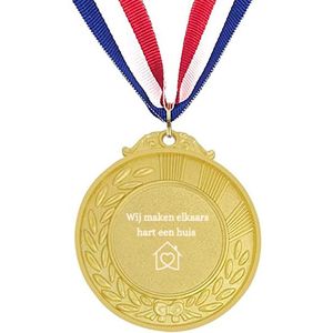 Akyol - wij maken elkaars hart een huis medaille goudkleuring - Quotes - familie vrienden - cadeau