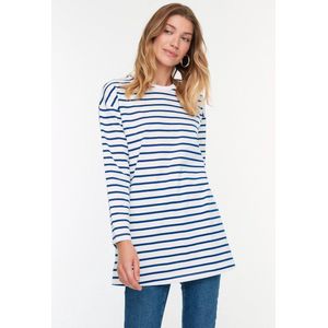 Trendyol Vrouwen Standaard mouw Basis Blauw Gestreepte Gebreide Tuniek TCTAW22UK0240