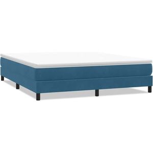 vidaXL - Boxspring - zonder - matras - fluweel - donkerblauw - 180x210 - cm