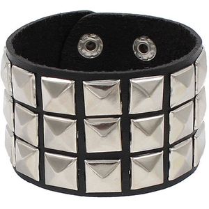 WiseGoods Luxe Gothic Studs Armband - Punk Armbanden - Armbandje - Armbandjes - Sieraad - Sieraden Dames / Heren - Zilver Zwart