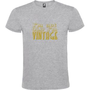 Grijs T-Shirt met “ I'm not Old I'm Vintage “ print  Goud Size 4XL