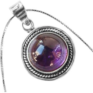 Natuursieraad -  925 sterling zilver amethist ketting - luxe edelsteen sieraad - handgemaakt