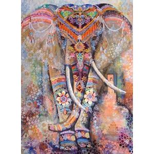 Diamond Painting - kleurrijke olifant - diamond painting voor volwassenen - 20 x 30 cm