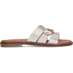 Manfield - Dames - Gouden leren slippers met bitje - Maat 38