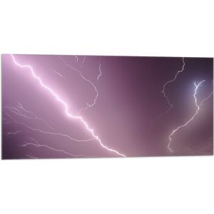 WallClassics - Vlag - Roze / Paarse Bliksem - 100x50 cm Foto op Polyester Vlag