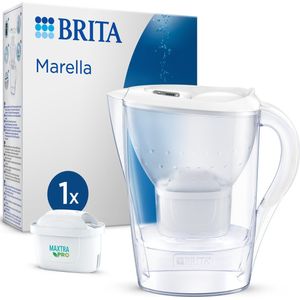 BRITA Marella Cool Waterfilterkan met 1 Stuk MAXTRA PRO ALL-IN-1 Filterpatroon - 2.4L - Wit - (SIOC) Duurzaam verpakt voor minder afval | Optimaal Hydrateren met Brita Maxtra Filter voor Brita Waterfilterkan