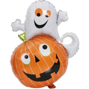 Pompoen & Spook Ballon - XL - 90x60cm - Ballonnen - Halloween - Thema feest - Verjaardag - Helium ballon - Horror - Folie ballon - Leeg - Halloween Versiering - Halloween accessoires - Halloween decoratie