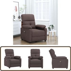 vidaXL Massagestoel - Stof - Donkerbruin - 6-punts Massagestoel - Fauteuil - Massagebank - Elektrische Massagestoel - Loungestoel