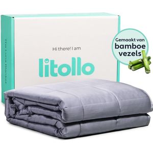 Litollo Bamboe Verzwaringsdeken 8 kg - Weighted blanket 150x200 cm - Grijs Zwaartedeken eenpersoons - Verzwaringsdekens te gebruiken met eigen dekbedovertrek - Verzwaarde deken - 4 seizoenen - Gewichtsdeken