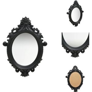 vidaXL Wandspiegel - Kasteelachtig patroon - 56x76 cm - Ovaal - Zwart - Spiegel