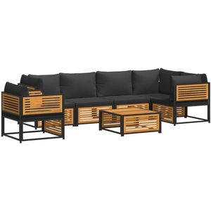 vidaXL 7-delige Tuinbankstel met kussens massief acaciahout - Loungeset - Loungesets - Tuinset - Tuinbank
