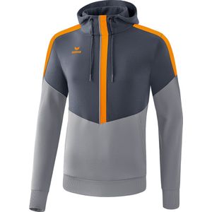 Erima Squad Sweatshirt Met Capuchon Kinderen - Slate Grey / Monument Grey / New Orange | Maat: 140