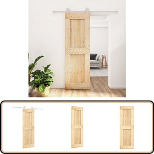 vidaXL Schuifdeur met beslag - 70x210 cm - Grenenhout Schuifdeur - Schuifdeuren - Binnendeur - Binnenschuifdeur