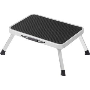 Opvouwbare enkele trap van staal met antislip oppervlak - belastbaar tot 150 kg - wit