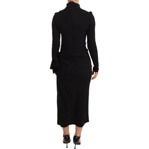 Zwarte midi-jurk met coltrui en schede