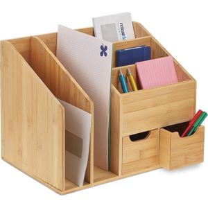 Bureau Organizer met Lades en Vakken voor Brieven en Documenten van Bamboe - 29 x 37 x 25 cm