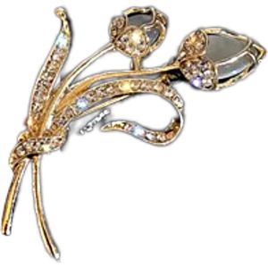 Plux Fashion Broche Bloem clip - Goud - 4,5cm - Dames - Gouden Broche - Kunstmatige Diamanten Broche - Fancy Broche - Sieraden - Luxe Style - Duurzame Kwaliteit - Broche - Moederdag Cadeau