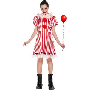 Scary Clown - Verkleedkostuum - Dames - Maat L - Jurk + Kraag - Carnaval - Halloween