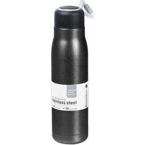 RVS thermosfles / isoleerfles voor onderweg 550 ml zwart - Thermoflessen