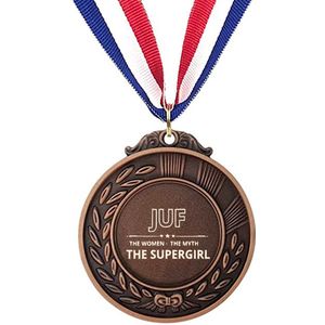 Akyol - juf de vrouw de mythe de supervrouw medaille bronskleuring - Juf - docenten leerkrachten leraren - cadeau