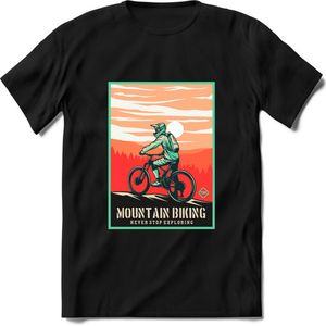 Mountain Biking | TSK Studio Mountainbike kleding Sport T-Shirt | Roze - Lime | Heren / Dames | Perfect MTB Verjaardag Cadeau Shirt Maat S