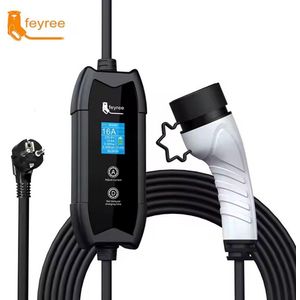 Feyree Mobiele Thuislader Elektrische Auto 3.5kW | IP65 Waterdicht | 16A 1 Fase | 5 Meter | Thuis Lader Type 2 vanaf stopcontact EU - 8A/10A/13A/16A Schakelbaar | Inclusief Tas