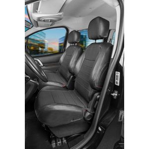 Premium autostoelhoezen compatibel met VW Caddy compatibel met 2 enkele zetels vooraan gemaakt van kunstleder vanaf bouwjaar 2015 - Vandaag