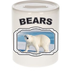 Dieren liefhebber grote ijsbeer spaarpot  9 cm jongens en meisjes - keramiek - Cadeau spaarpotten ijsberen liefhebber
