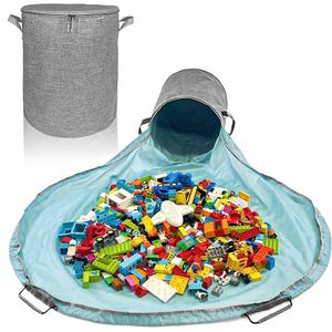TidyUp Speelgoedmand met Speelmat – Opbergmand XXL met Deksel – Opbergbox voor Kinderkamer – Geschikt voor LEGO & Duplo – Grijs