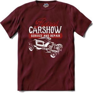 Hotrod Carshow Service and Repair | Auto - Cars - Retro - T-Shirt - Unisex - Burgundy - Maat XXL