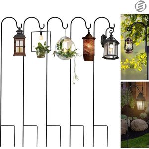 Equivera Herdershaak - Herderstaf voor Lantaarn - Herdersstafhaak - Tuinhaak - Herdershaken - Herders Haak - Tuinstok met Haken - Tuinstok met Haak - Lantaarnstok - Tuindecoratie - Bruiloftdecoratie - Bloemenhanger