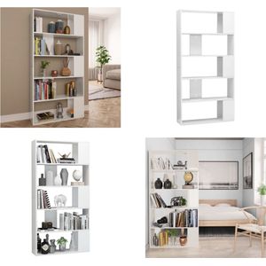 vidaXL Boekenkast/kamerscherm 80x24x159 cm hoogglans wit - Boekenkast - Boekenkasten - Boekenschap - Boekenschappen