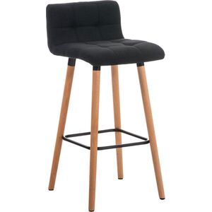 Luxe barkruk - Ergonomisch - Met rugleuning - Set van 1 - Barstoelen voor keuken of kantine - Polyester - Zwart - Zithoogte 75cm