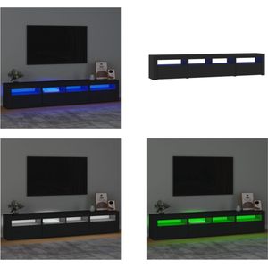vidaXL Tv-meubel met LED-verlichting 210x35x40 cm zwart - Tv-kast - Tv-kasten - Tv-meubel - Tv-meubel Met LED-verlichting