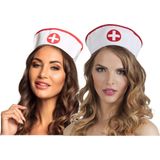 Boland Zuster/verpleegster kapje/hoedje - 2x - carnaval verkleed accessoire - sexy nurse - volwassenen