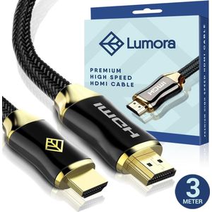Lumora – HDMI 2.0 Kabel – 4K - Ultra HD - Gold Plated - 3 Meter – High Speed Cable – Full HD 1080p – 3D – 4K - Laptop - TV - Monitor – DVD – tablet – beeldscherm – HDMI - Pasen