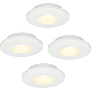 4x HOFTRONIC Pavo - Platte inbouwspot - LED - Rond zaagmaat 53mm - Wit - Dimbaar - Zeer lage inbouwdiepte 12mm - 3 Watt - 260 lumen - 230V - 2700K Extra warm wit - Plafondspots - Dunne inbouwspot voor badkamer en buiten - 5 jaar garantie