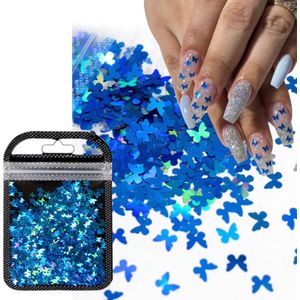 GUAPÀ® Nail Art Decoratie | Nagel Pailletjes | Blauw Vlinder Glitters | Nagel versiering | 3D Nail Art stickers | Nagel Glitters | Blauw Vlinder Glitters