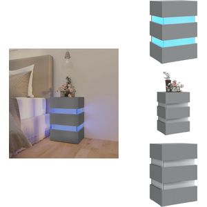 vidaXL Nachtkastje - Nachtkastjes - Bedkast - Zijkast - Nachtkastje LED 45x35x67 cm bewerkt hout grijs