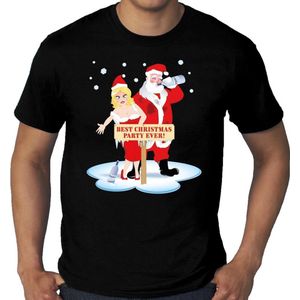 Grote maten fout Kerst t-shirt - Best Christmas party ever - zwart voor heren - plus size kerstkleding / kerst outfit XXXL