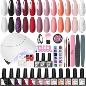 Complete Semi Permanente Nagellak Kit met UV Lamp en 12 Kleuren