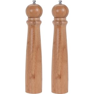 Set van 2x stuks bamboe houten pepermolens/zoutmolens 31 cm - Pepermaler/zoutmaler - Kruiden en specerijen vermalen vermalers