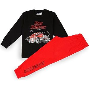 Fun2Wear - Pyjama Fire Fighter - Zwart / rood - Maat 110/116 -